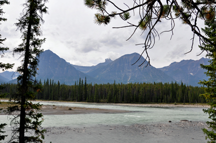 mountain and river