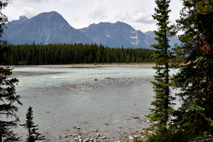 mountain and river