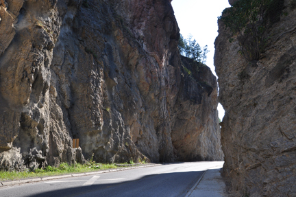 road and cliff