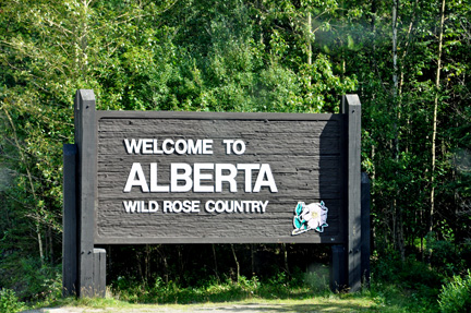 sign - welcome to Alberta, Wild Rose Country