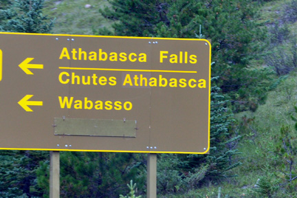sign - to Athabasca Falls