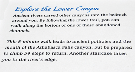 sign - explore the lower canyon