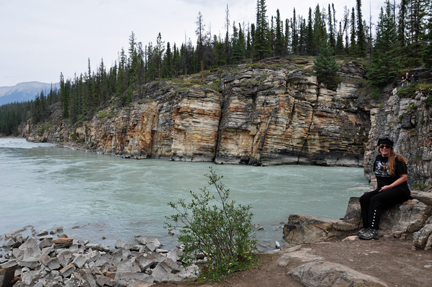 Karen Duquette at the Athabasca River
