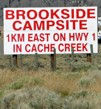 sign - Brookside campsite 1 km east