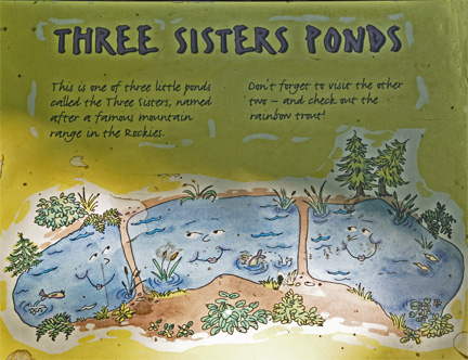 3 sister ponds sign