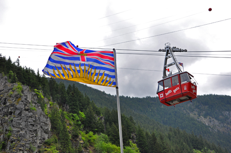 British Columbia flag and the tram