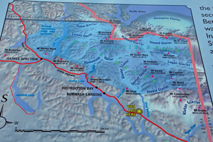 map of Kluane Lake and Destruction Bay