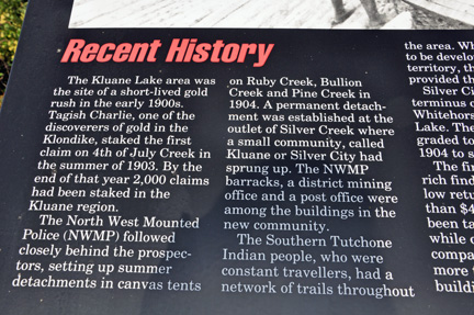 sign - recent history of Kluane Lake
