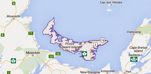 Map showing location of PEI