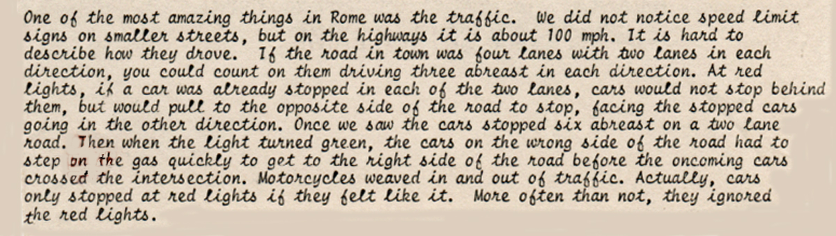 notes about traffic in Rome.