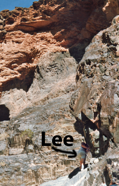 Lee Duquette climbing the big boulders