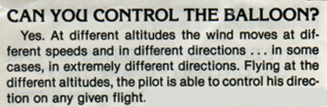 information about controlling the balloon