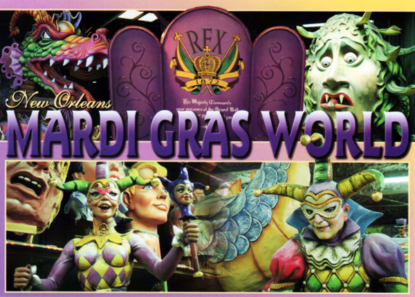 Mardi Gras World postcard