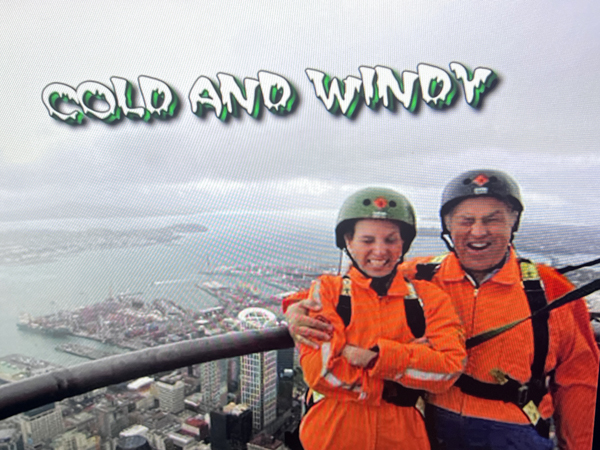 Lee and Karen Duquette at the top of the Skytowe