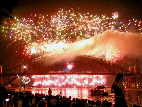 fireworks on the Sydney Bridge
