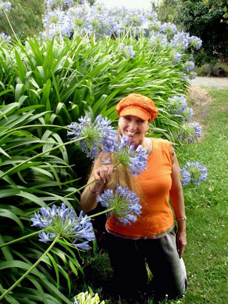 Karen Duquette and the flowers in Australia