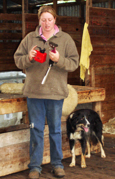 The farm worker demonstrating her duties