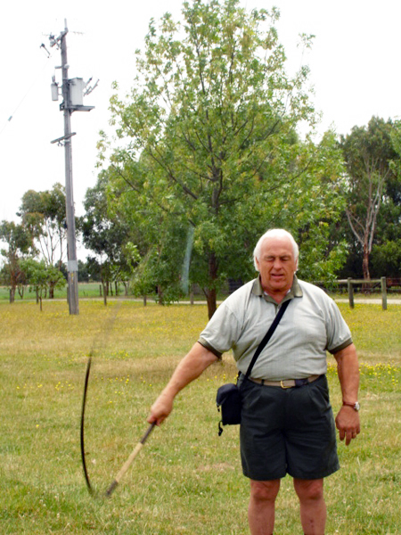 Lee Duquette learning how to use a whip