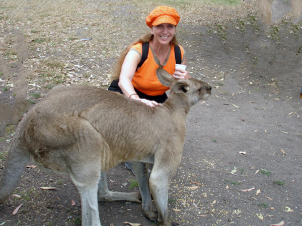 Duquette and a kangaroo