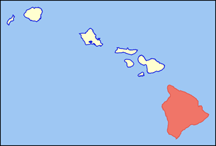 map showing location of the big Island of Hawaii