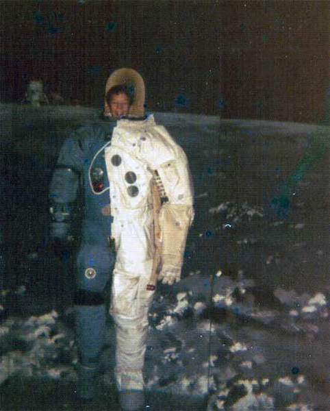 Brian Duquette in a space suitÂ in 1975 