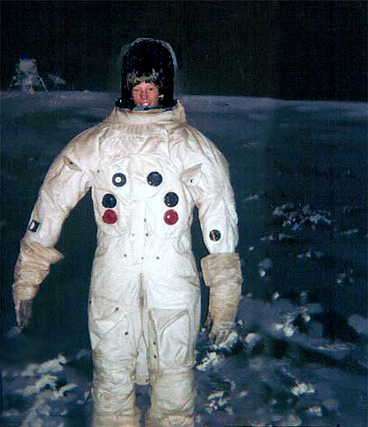 Brian Duquette in a space suitÂ in 1981