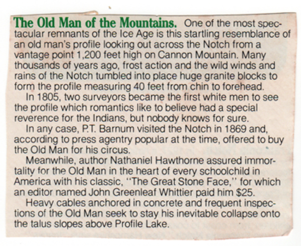 about The Old Man of the Mountain