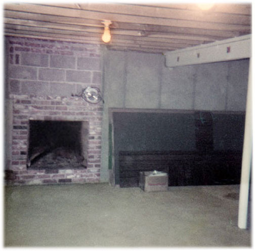 basement fireplace.