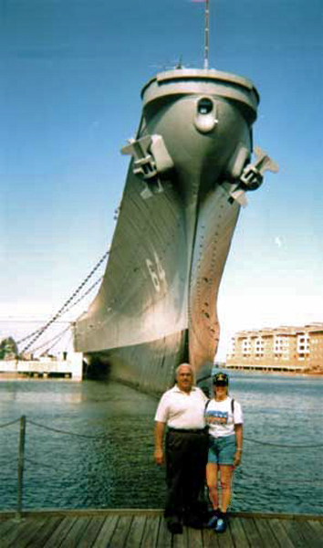 Karen and Lee Duquette in front of USS Norfolk