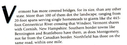 about Vermont's covered bridges