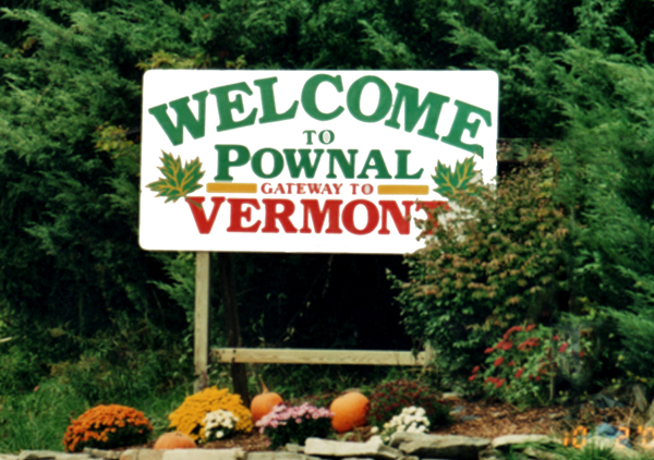 Welcome to Pownal sign