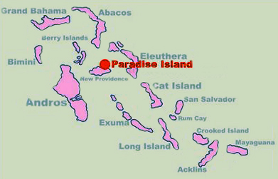 map showing location of Paradise Island