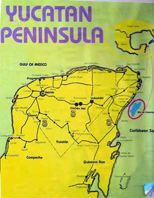 Ytcatan Peninsula map