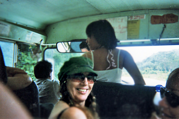 Karen Duquette on the bus