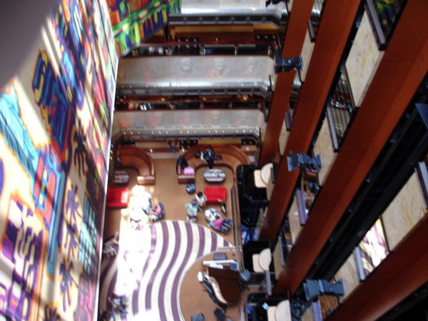 Looking down from the elevator