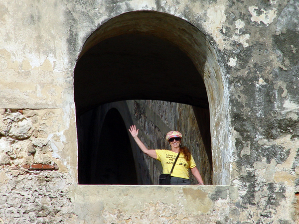 Karen Duquette in an arch