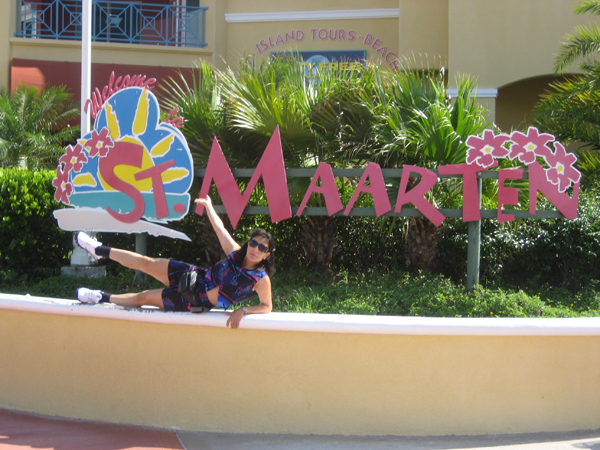 Amy Tinoco and the St. Maarten sign