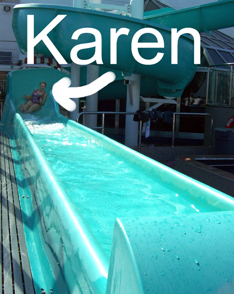 Karen Duquette on the slide