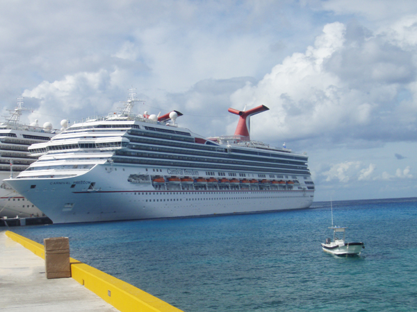 Carnival Freedom cruise ship in port in Cozumel