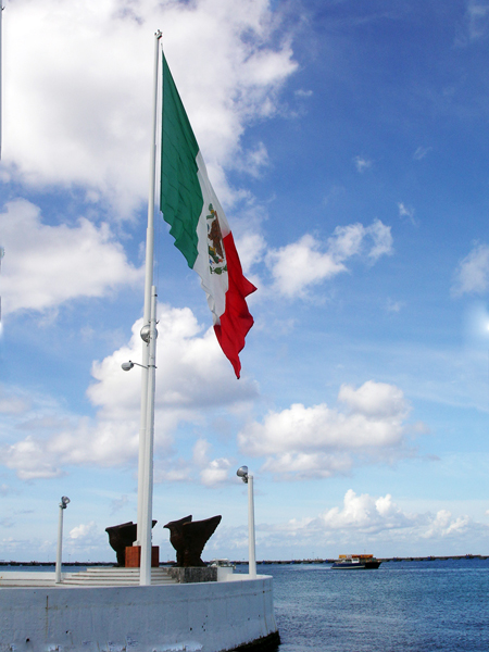 Cozumel flag and dock