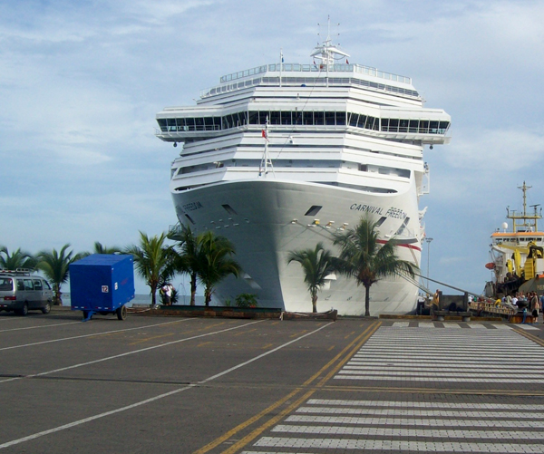 Carnival Freedom cruise ship in dock in Limon