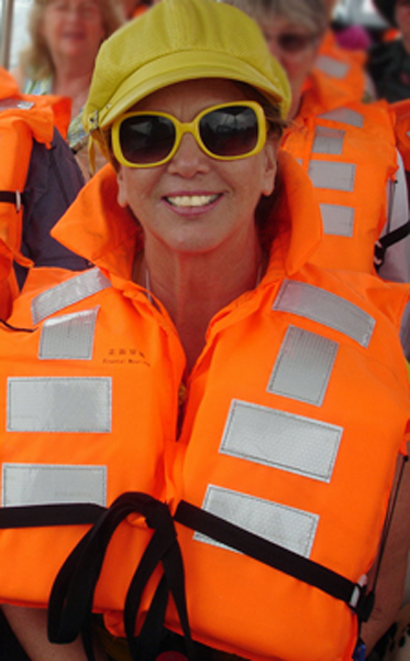 Karen Duquette in a lifejacket