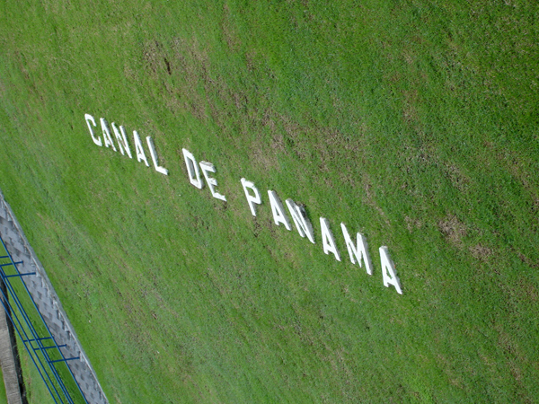 Canal de Panama engraved in grass