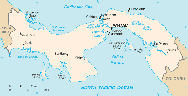 map showing location of The Panama Canal