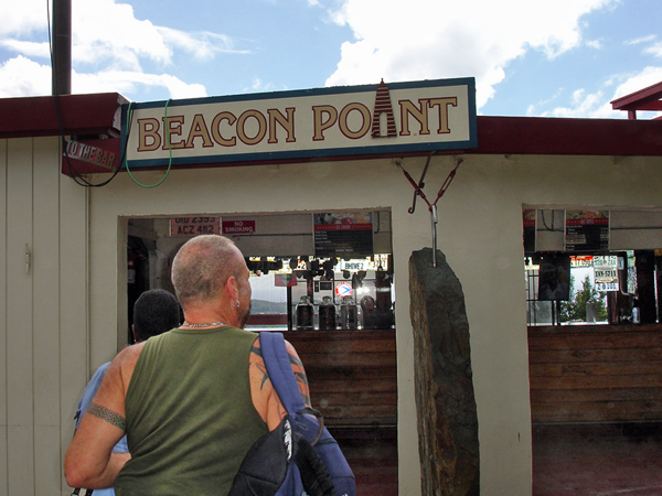 Doug entering Beacon Point gift shop