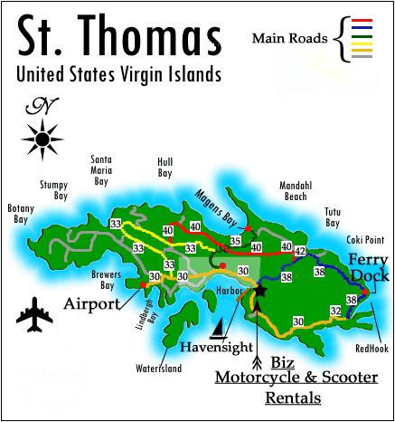 St. Thomas USVI map