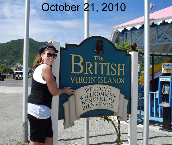 Karen Duquette and the BVI sign