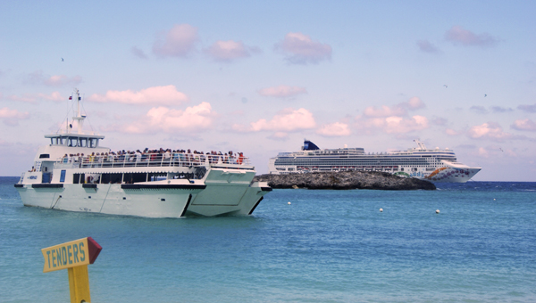 The Norwegian Pearl cruise ship and the tender