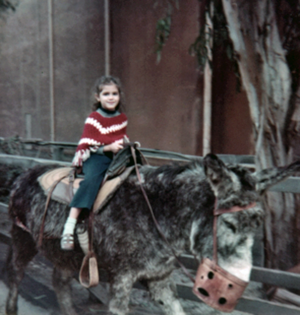 Renee Duquette on a donkey