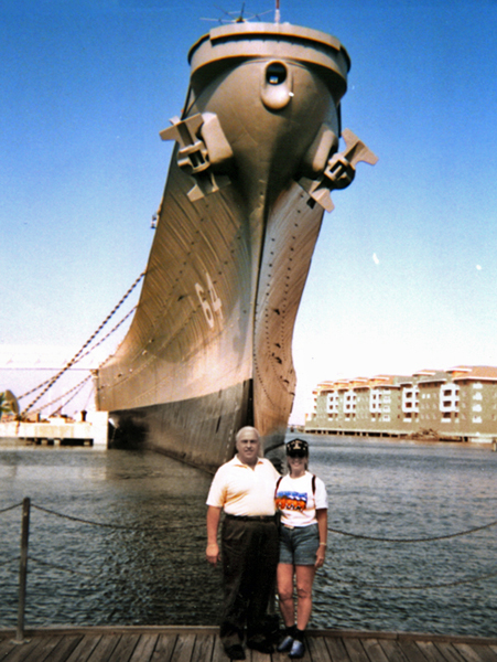Lee and Karen Duquette by the USS Wisconsin 1975